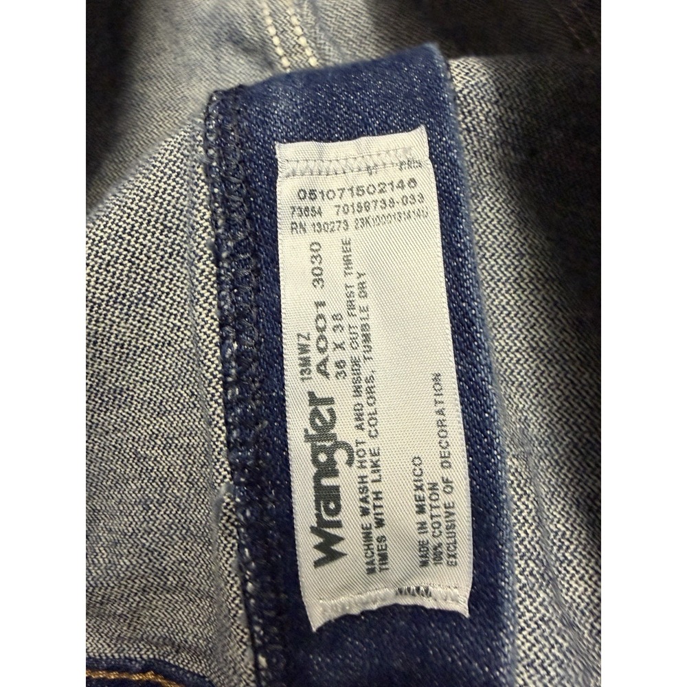 Wrangler 13MWZ Cowboy Cut Jeans Mens 36x38 Blue Denim Straight Leg Western - Picture 7 of 11